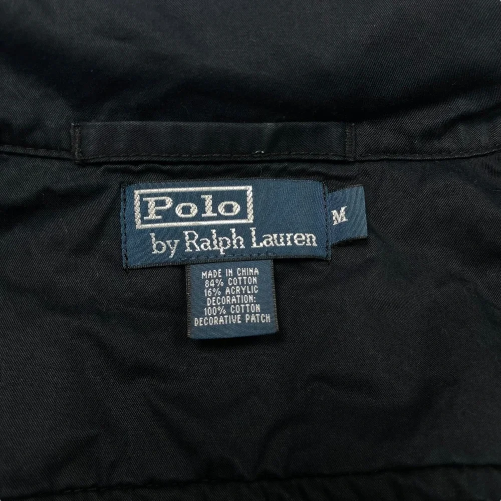 VTG Polo Ralph Lauren Men's Fleece Zip Jacket Black Optional Hood Nautical‎ M